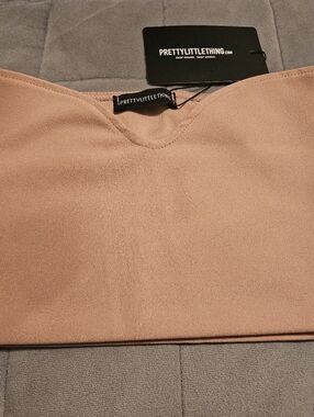 PrettyLittleThing Dusty Pink Strapless Bandeau Crop Top
